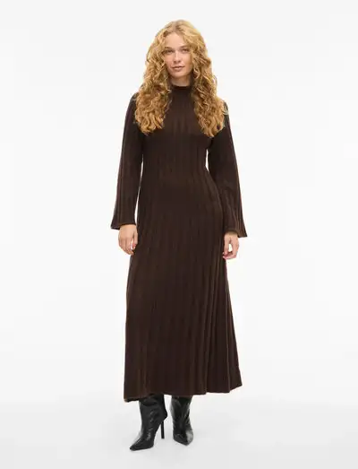 VICLEO HIGHNECK L/S ANKLE KNIT DRESS - Robes longues